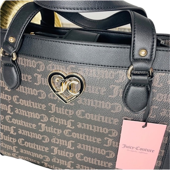 NWT Juicy Couture Flawless Tote Black Gothic Logo Canvas $99 - Picture 2 of 7